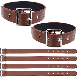 Brown Imitation Leather Shirt Sleeve Holders, with Zinc Alloy Buckle, Adjustable Armband, Coconut Brown, 402x26x1.5mm
