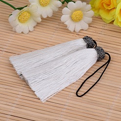 White Nylon Tassel Big Pendant Decorations, White, 60~65x10mm