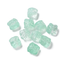 Аквамарин Выпечка расписные прозрачные стеклянные бусины, градиент цвета, лев, аквамарин, 11.5x11x9.5 мм, отверстие : 1.2 мм