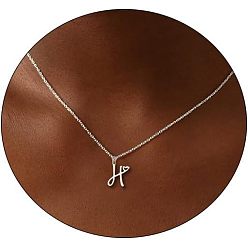 Letter H Модные латунные ожерелья с подвеской в виде сердца для женщин, платина, Письмо ч, 16.54 дюйм (42 см)