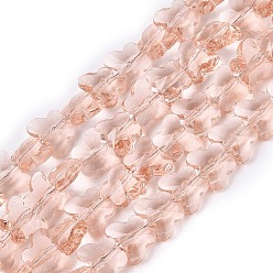 Dark Salmon Transparent Glass Beads Strands, Butterfly, Faceted, Dark Salmon, 6x8x4~4.5mm, Hole: 0.9~1mm, about 97~102pcs/strand, 22.64~24.61 inch(57.5~62.5cm)