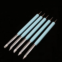 Светло-голубой Ручка для лепки из силиконовой полимерной глины, с пластиковой подставкой для ручек, набор ручек для резьбы по глине, светло-голубой, 8 см, 5 шт / комплект