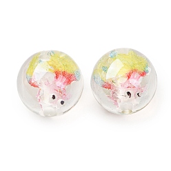 Желтый Прозрачный бисер cmолой, блеск бисера, круглый с осьминогом, желтые, 16 мм, отверстие : 2 мм