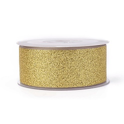Goldenrod Sparkle Polyester Ribbons, Glitter Ribbon, Goldenrod, 1-1/2 inch(38mm), about 50yards/roll(45.72m/roll)