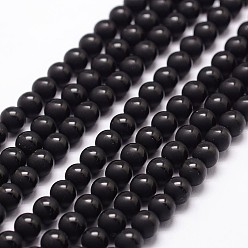 Agate Noire Naturelles agate perles brins, teints et chauffée, givré, ronde, 10mm, trou: 1.2mm, environ 39 pcs/chapelet