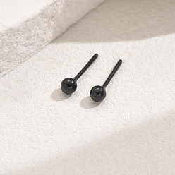 Черный Круглые фарфоровые серьги-гвоздики, чёрные, 15x4 мм