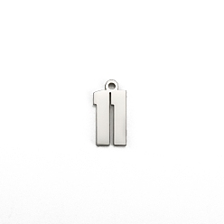 Нержавеющая Сталь Цвет Подвески из нержавеющей стали, не тускнеющие, число 11, цвет нержавеющей стали, 16x10 мм