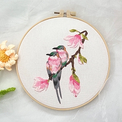 Hot Pink DIY Embroidery Kits, Including Printed Fabric, Embroidery Thread & Needles, Embroidery Hoop, Hot Pink, 200mm