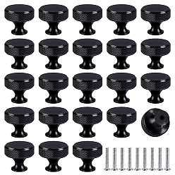 Black 30Sets Flat Round Aluminium Alloy Drawer Pull Handles, Cabinet Handles, Doorknob Accessories, Black, 30x27mm