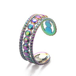 Rainbow Color Ионное покрытие (ip) цвета радуги 304 тройное кольцо из нержавеющей стали с открытой манжетой для женщин, размер США 7 3/4 (17.9 мм)