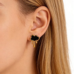 Cloud День святого Валентина 304 серьги-гвоздики из нержавеющей стали, с эмалью, золотые, облако, 24.5x19 мм