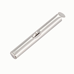 Platinum Iron Slide On End Clasp Tubes, Cadmium Free & Lead Free, Slider End Caps, Platinum, 5.5x30x4mm, Hole: 1mm, 3.2mm Inner Diameter