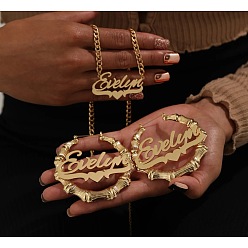 Золотой Бамбуковое кольцо с надписью 304 ожерелья с подвесками из нержавеющей стали и комплекты серег-колец, золотые, 450 мм