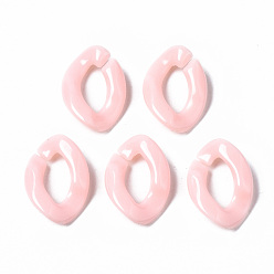 Pink Непрозрачные акриловые соединительные кольца, разъемы для быстрой связи, для изготовления бордюрных цепей, овальные, розовые, 16.5x11.5x3.5 мм, внутренний диаметр: 4.5x9 мм, Около 2250 шт / 500 г