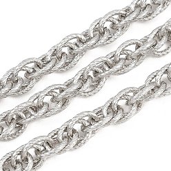Нержавеющая Сталь Цвет 304 сетчатые веревочные цепи из нержавеющей стали, несварные, с катушкой, цвет нержавеющей стали, 10.5x8.5x1.5 мм