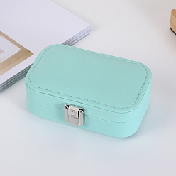 Pale Turquoise PU Leather Jewelry Packaging Box for Necklaces Earrings Storage, Pale Turquoise, 7.5x12x4cm