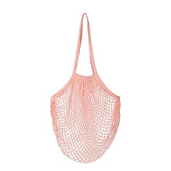 Pink Portable Cotton Mesh Grocery Bags, Reusable Net Shopping Handbag, Pink, 58.05cm, Bag: 35x38x1.8cm. 