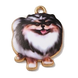 Персиковый Слойка Подвески из сплава , без кадмия, без никеля и без свинца, собака, розовые, 23.5x18.5x2.5 мм, отверстие : 2 мм