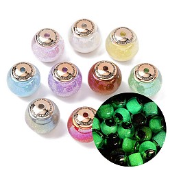 (52) Непрозрачная лаванда Непрозрачная светящаяся смола и пластиковые шарики CCB, круг с руной, с блеском порошок, разноцветные, 16 мм, отверстие : 3 мм