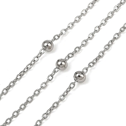 Нержавеющая Сталь Цвет 304 цепи спутниковые из нержавеющей стали, пайки, с катушкой, цвет нержавеющей стали, 30 мм, около 82.02 футов (25 м) / рулон