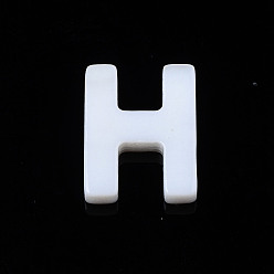 Letter H Естественных пресноводных стеклянные бусы, цвет морской раковины, Начальная буква, Письмо ч, 10x8x2.5 мм, отверстие : 0.8 мм