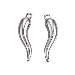 Платина Латунные подвески, Рог изобилия, итальянский валторна корничелло, без кадмия, без никеля и без свинца, платина, 20x5.5x4.5 мм, отверстие : 1.2 мм