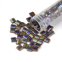 (TL296) Transparent Root Beer AB MIYUKI TILA Beads, Japanese Seed Beads, 2-Hole, (TL296) Transparent Root Beer AB, 5x5x1.9mm, Hole: 0.8mm, about 590pcs/50g