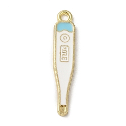 Others Medical Theme Alloy Enamel Pendants, Golden, Thermometer, 30x6x1.5mm, Hole: 1.5mm