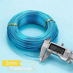 Deep Sky Blue Round Aluminum Wire, Flexible Craft Wire, for Beading Jewelry Doll Craft Making, Deep Sky Blue, 12 Gauge, 2.0mm, 55m/500g(180.4 Feet/500g)