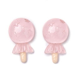 Pink Resin Cabochons, Lollipop with Star, Pink, 27.5x16x8mm