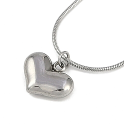 Нержавеющая Сталь Цвет 304 подвеска в виде персикового сердца из нержавеющей стали, ожерелья в виде круглой змеиной цепи, цвет нержавеющей стали, 17.72 дюйм (45 см)