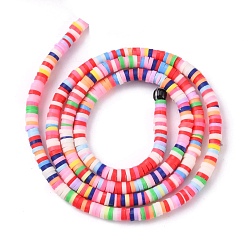 Mixed Color Eco-Friendly Handmade Polymer Clay Beads, Disc/Flat Round, Heishi Beads, Mixed Color, 3x1mm, Hole: 1mm, about 380~400pcs/strand, 17.7 inch