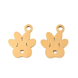 Paw Print 201 подвески из нержавеющей стали, лазерная резка, реальный 18 k позолоченный, очарование отпечатка лапы, 16x12.5x1 мм, отверстие : 2 мм