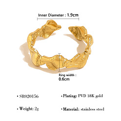 Fish 304 Stainless Steel Cuff Open Rings, Golden, Fish, 19mm