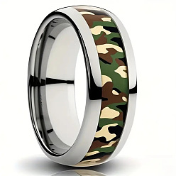 Olivgrün 201 Fingerringe aus Edelstahl-Epoxidharz, Tarnmuster, Edelstahl Farbe, olivgrün, us Größe 9 (18.9 mm)