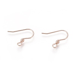 Rose Gold 304 Stainless Steel Earring Hooks, Ear Wire, with Horizontal Loop, Rose Gold, 17x18x2.4mm, Hole: 1.8mm, 21 Gauge, Pin: 0.7mm