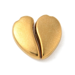 Настоящее золото 18K 304 из нержавеющей стали бусы, ионное покрытие (ip), сердце, реальный 18 k позолоченный, 13.5x14x3.5 мм, отверстие : 1.2 мм, одиночное сердце: 13.5~14x7.5~8x4 мм, 2 шт / комплект