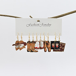 (52) Непрозрачная лаванда 5 пары серег-подвесок из сплава с эмалью на Хэллоуин, золотые, разнообразные, разноцветные, 40~50x14~28 мм