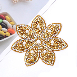 PeachPuff Flower Shape Hotfix Rhinestone Appliques, Costume Accessories,, PeachPuff, 88x88mm