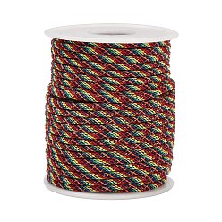Разноцветный Нейлоновые нити, Миланские шнуры / витые шнуры, красочный, 3 мм, около 21.87 ярдов (20 м) / рулон