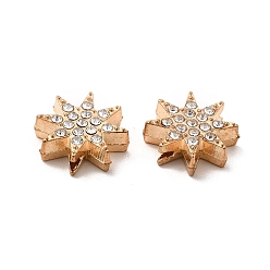 Crystal Alloy Rhinestone Beads, Sparkling Star, Golden, Crystal, 13x12.5x4.5mm, Hole: 1.6mm