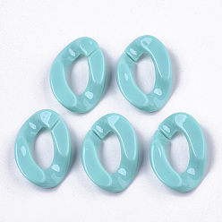 Dark Turquoise Opaque Acrylic Linking Rings, Quick Link Connectors, for Curb Chains Making, Twist, Dark Turquoise, 30x21x6mm, Inner Diameter: 16x8mm