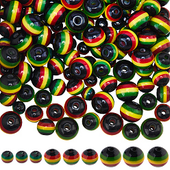 (52) Непрозрачная лаванда 200 шт. 3 стили ганские ямайские регги полосатые смоляные бусины, круглые, разноцветные, 5.5~10x1.4~9 мм, отверстие : 1.4~2 мм