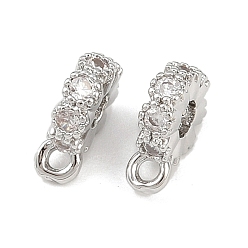 Платина Латунные поручни из кубического циркония с микропаве, платина, 8x6x2 мм, отверстие : 1 мм, внутренний диаметр: 2 мм