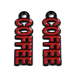 (123L) Белый крем непрозрачный блеск Подвески из эмалевого сплава с краской для выпечки, кофейные подвески со словами, огнеупорный кирпич, 22x7x1 мм, отверстие : 1.4~1.5 мм