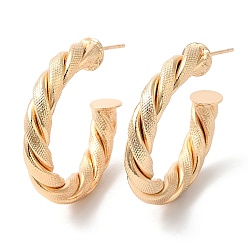 Light Gold Ohrstecker aus Messing mit gedrehtem Seil, Cadmiumfrei und Nickel frei und Bleifrei, Licht Gold, 33.5x29.5x4 mm, Stift: 0.6 mm