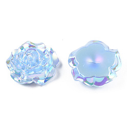 Васильковый Кабошоны из непрозрачного абс-пластика, с покрытием AB цвета, роза, васильковый, 24x23.5x9 мм