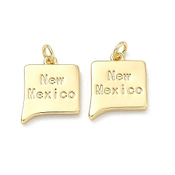 Настоящее золото 18K Латунные подвески, самородки со словом «Нью-Мексико» (подвески), долговечный, стойки покрытие, без свинца и без кадмия, реальный 18 k позолоченный, 17.5x14.5x2.5 мм, Перейти кольцо: 5x1 мм, 3 мм внутренним диаметром