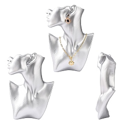 Серебро Высококачественная полимерная боковая модель корпуса, портретная подставка для ювелирных изделий, для творческой подставки для ювелирных изделий, органайзер для ювелирных изделий, стойка для выставки товаров, серебряные, 19.1x6.7x28.2 см