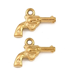 Real 18K Gold Plated 304 Stainless Steel Pendants, Gun Charms, Ion Plating(IP), Real 18K Gold Plated, 13x20x4.5mm, Hole: 1.9mm